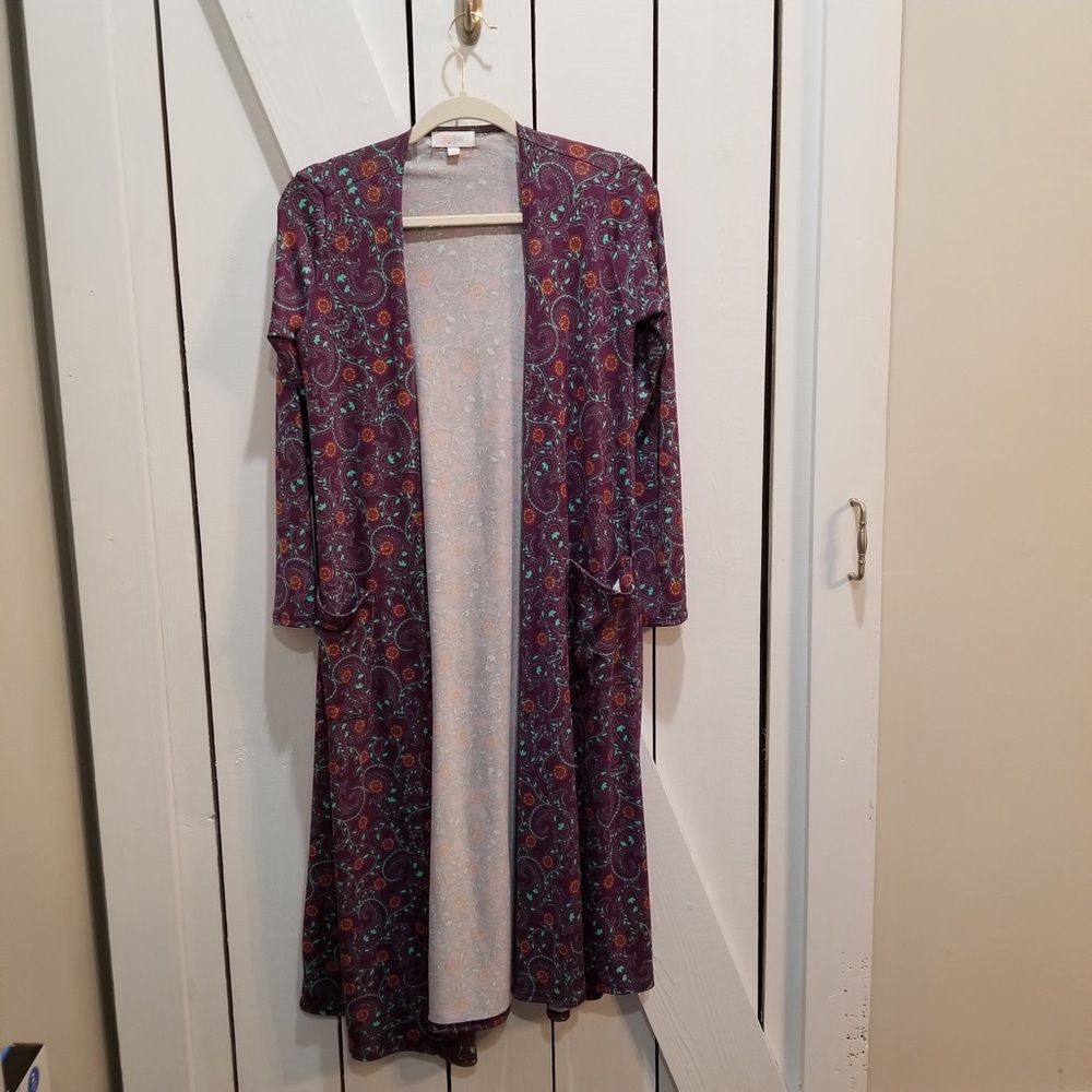 Lularoe Sarah Purple floral duster cardigan xs